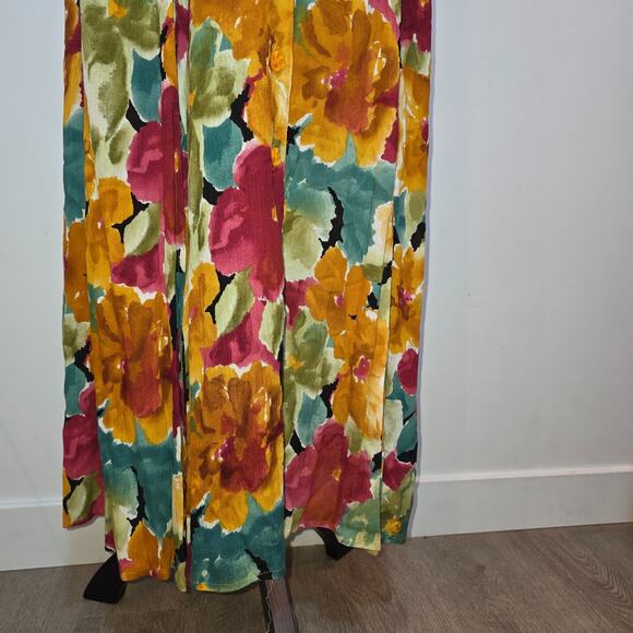 VTG Joni Blair Dress Size 24 XL Floral Maxi Long Button Sleeveless Rayon - Picture 6 of 9
